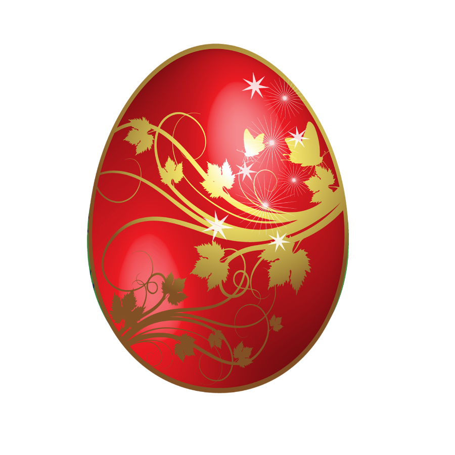 Egg clipart red. Large easter with gold