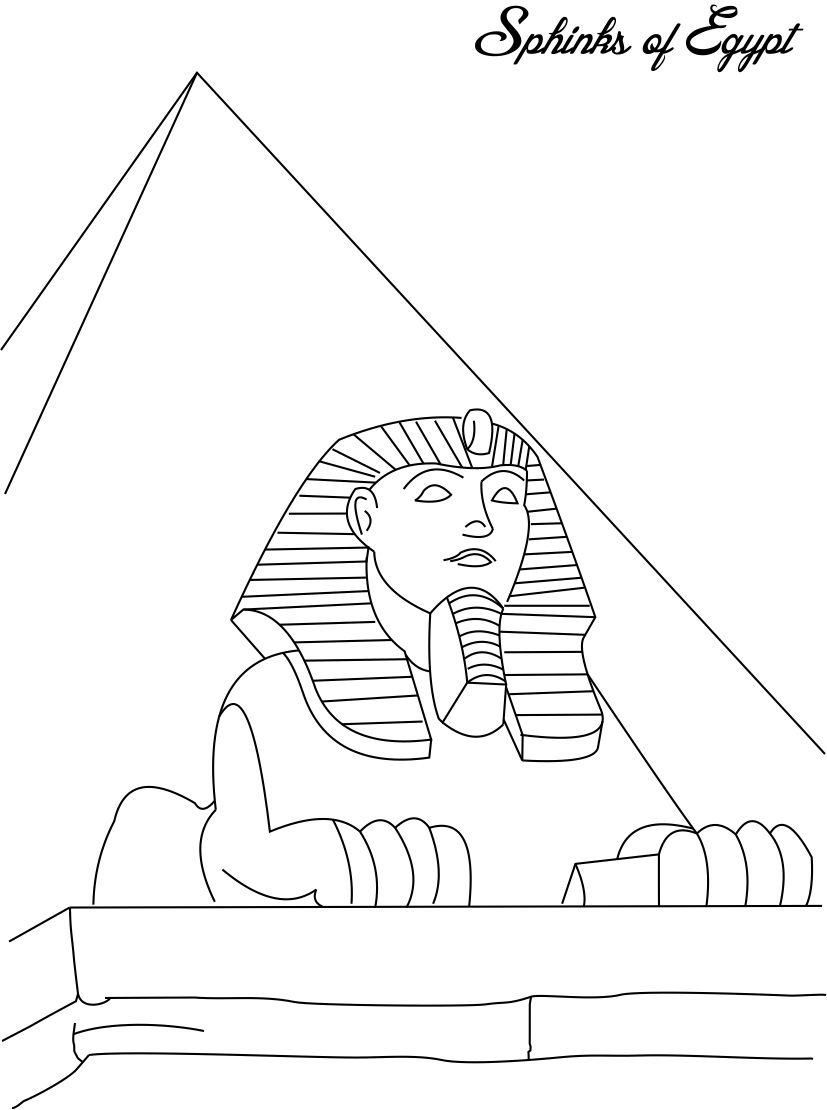 Egypt clipart colouring page. Sphinks of coloring for