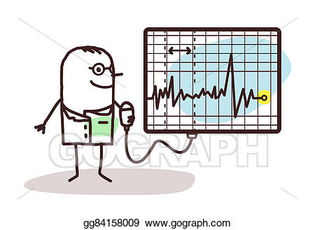Drawing cartoon doctor with. Ekg clipart animated