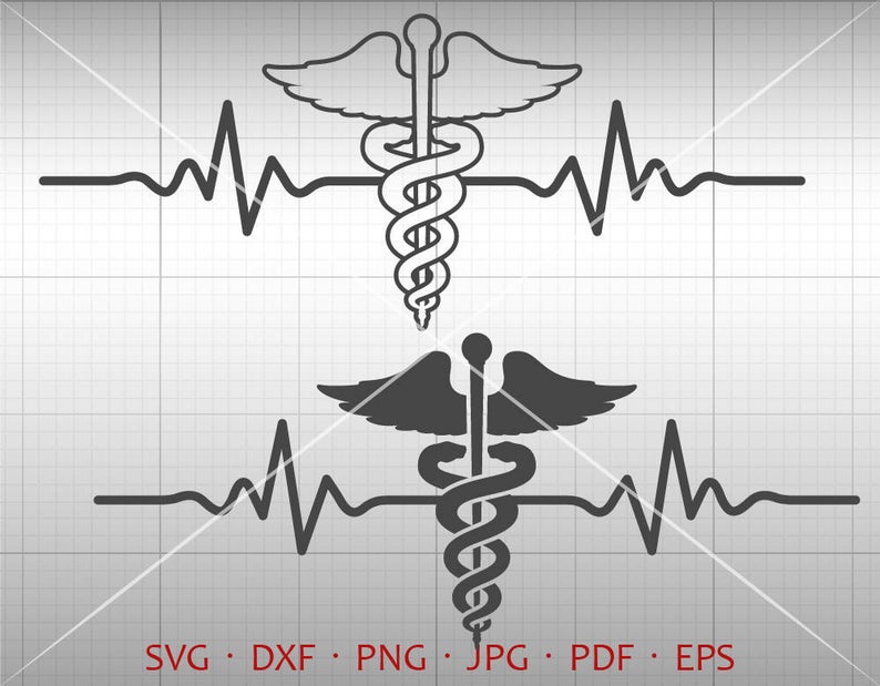 Ekg clipart medical stitch. Heartbeat caduceus svg symbol