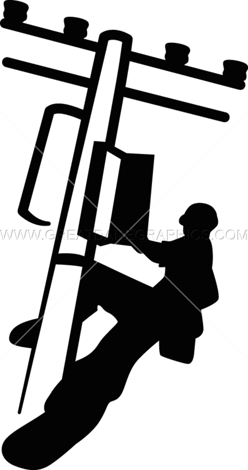 Electrical lineman production ready. Electrician clipart black and white