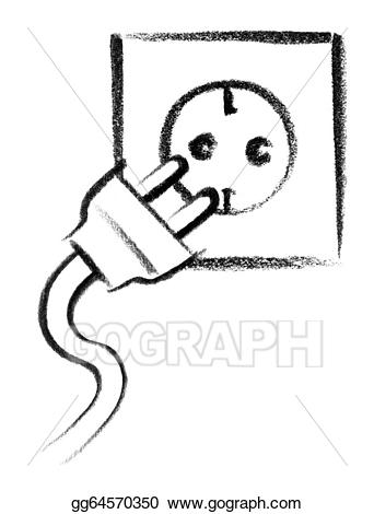 Stock illustration power icon. Electrical clipart plug point
