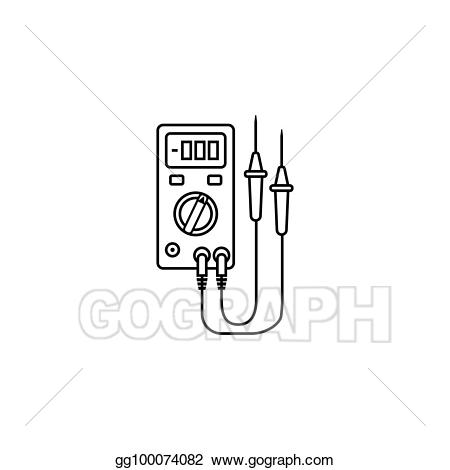 Vector stock line icon. Electric clipart tester