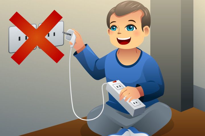 Electrical safety for kids. Electricity clipart kid