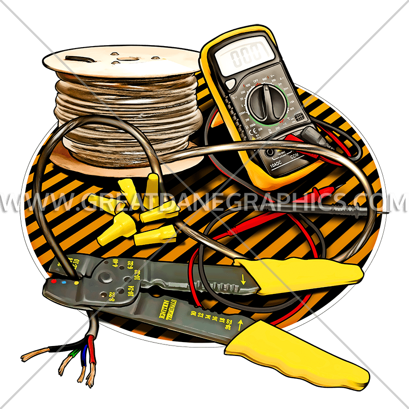 Tools production ready artwork. Lightning clipart electrician