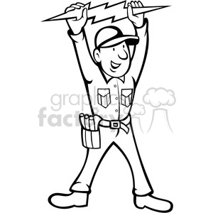 Electrician clipart black and white. Thunderbolt toolman royalty free