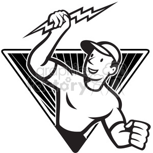 Lightning bolt standing triangle. Electrician clipart black and white