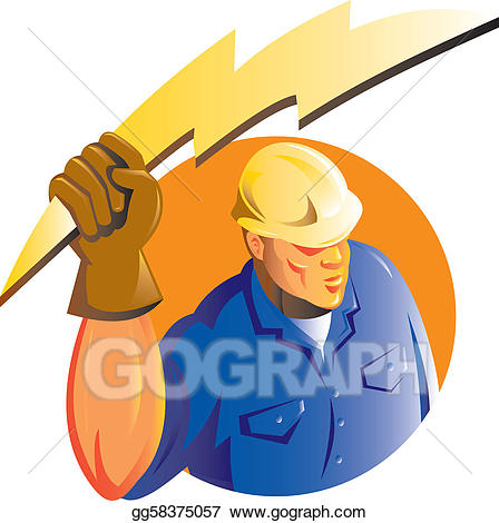 Lightning clipart electrician. Stock illustrations construction worker