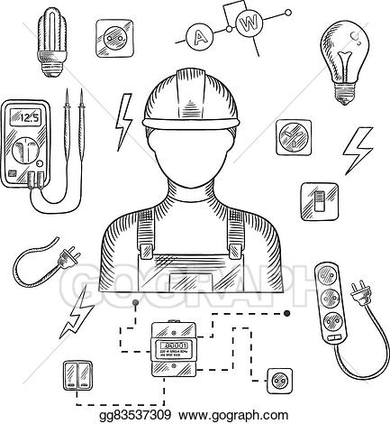 Electrician clipart electrical hand tool. Vector illustration professional with