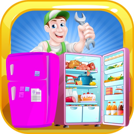 Shop little repairman fix. Electrician clipart fridge repair