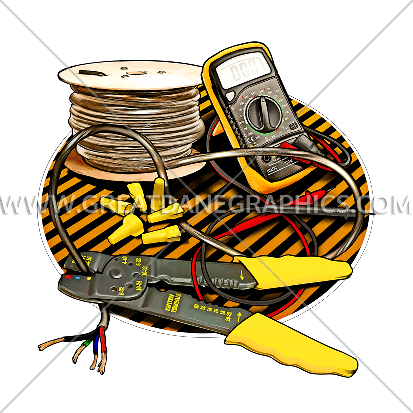 Tools production ready artwork. Electrician clipart transparent