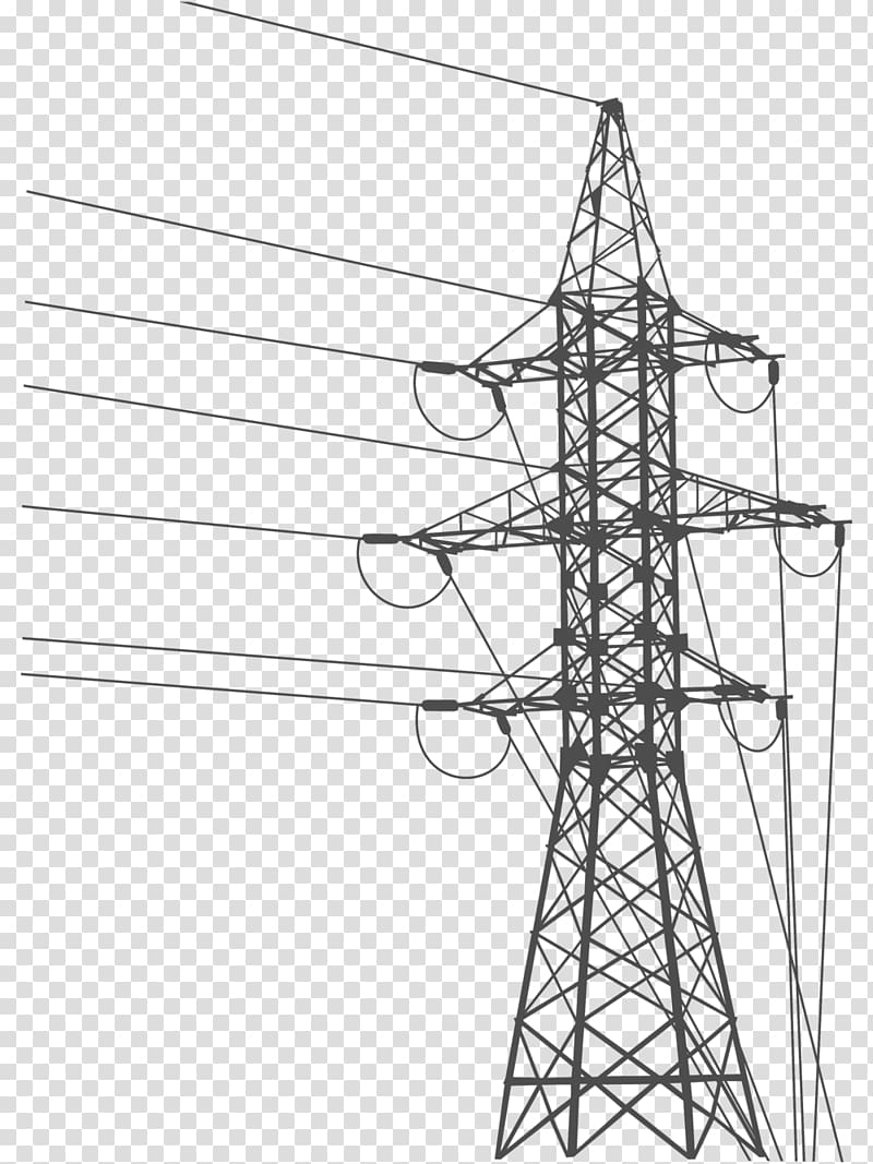 Transmission tower illustration overhead. Electricity clipart electric grid