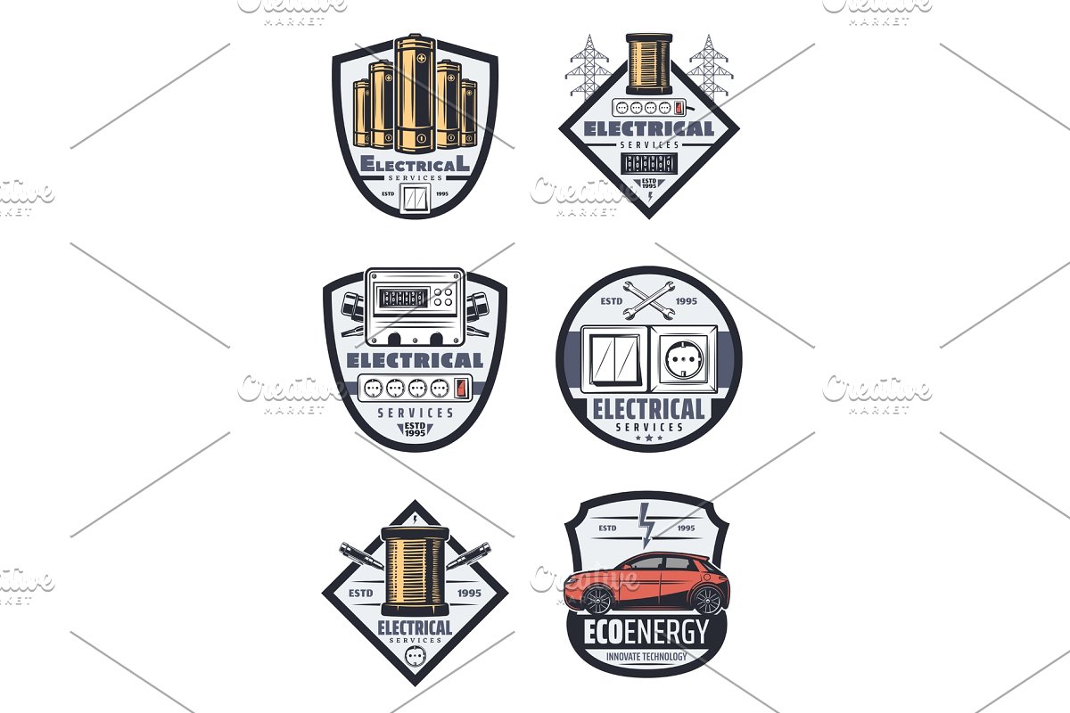 Vector retro energy . Electricity clipart electrical service
