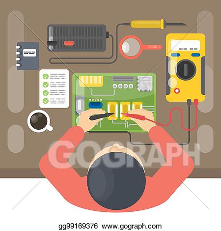 Electronics clipart electronics repair. Vector illustration man eps