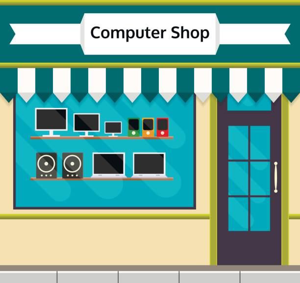 Computer front or facade. Shop clipart store electronic
