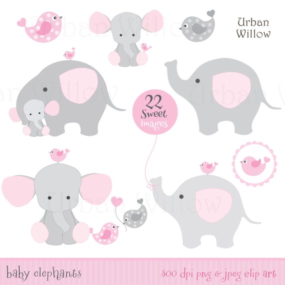 elephants clipart baby girl
