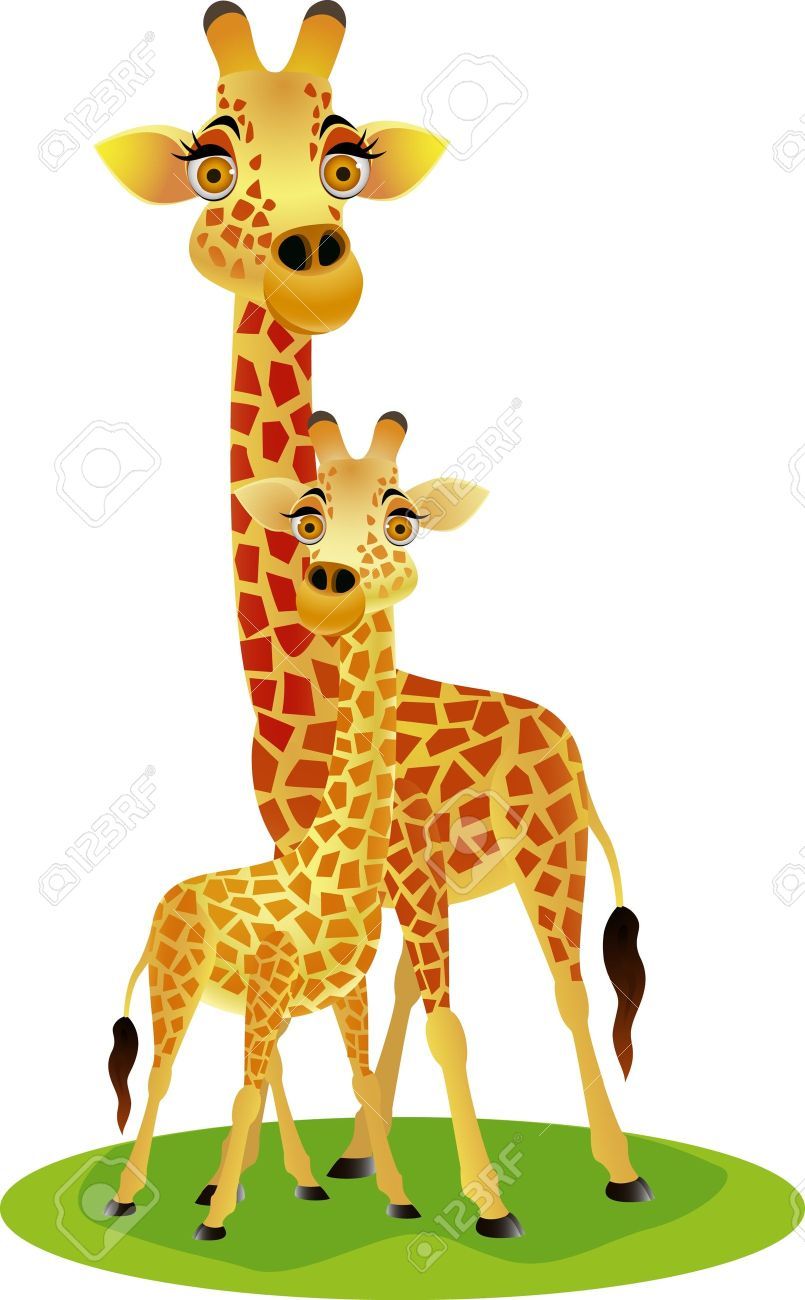 Elephant clipart giraffe. Stock vector illustration and