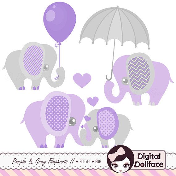 Elephant clipart lavender. Purple and grey baby
