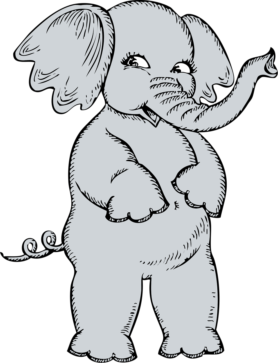 Girl clipart elephant. Free stock photo illustration