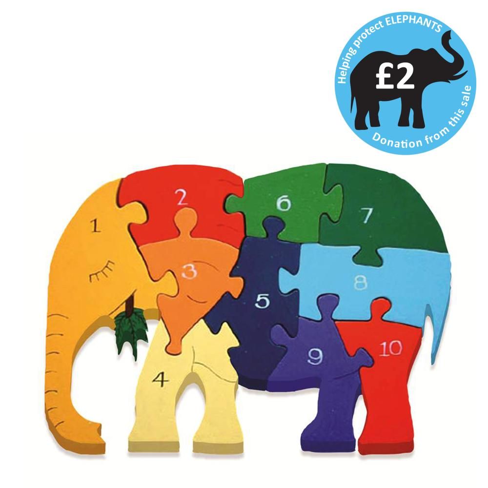 Wooden jigsaw puzzles alphabet. Elephants clipart puzzle