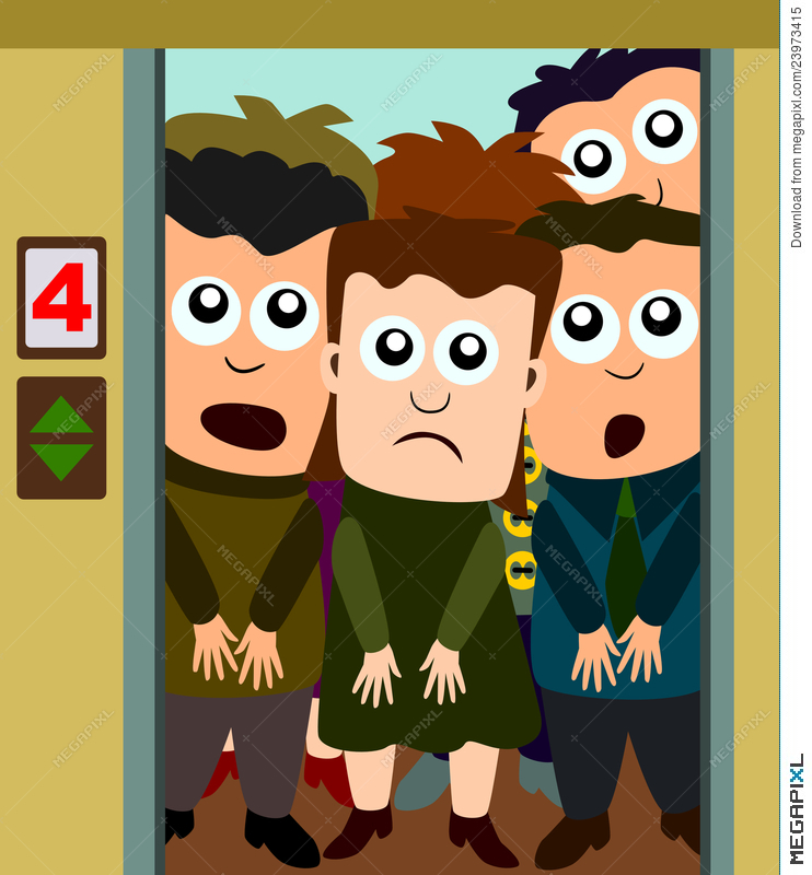 elevator clipart crowded