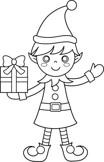 Pin on elf . Elves clipart coloring page