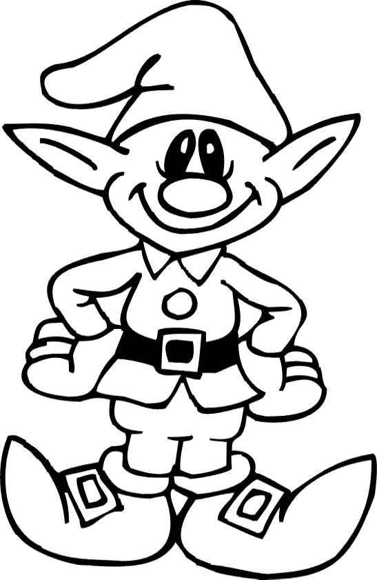 Elf clipart coloring page, Elf coloring page Transparent