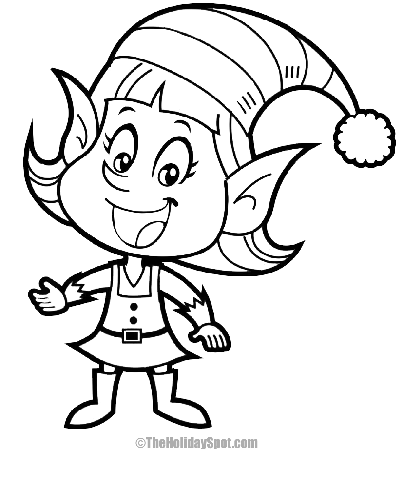 Elf clipart coloring page, Elf coloring page Transparent FREE for