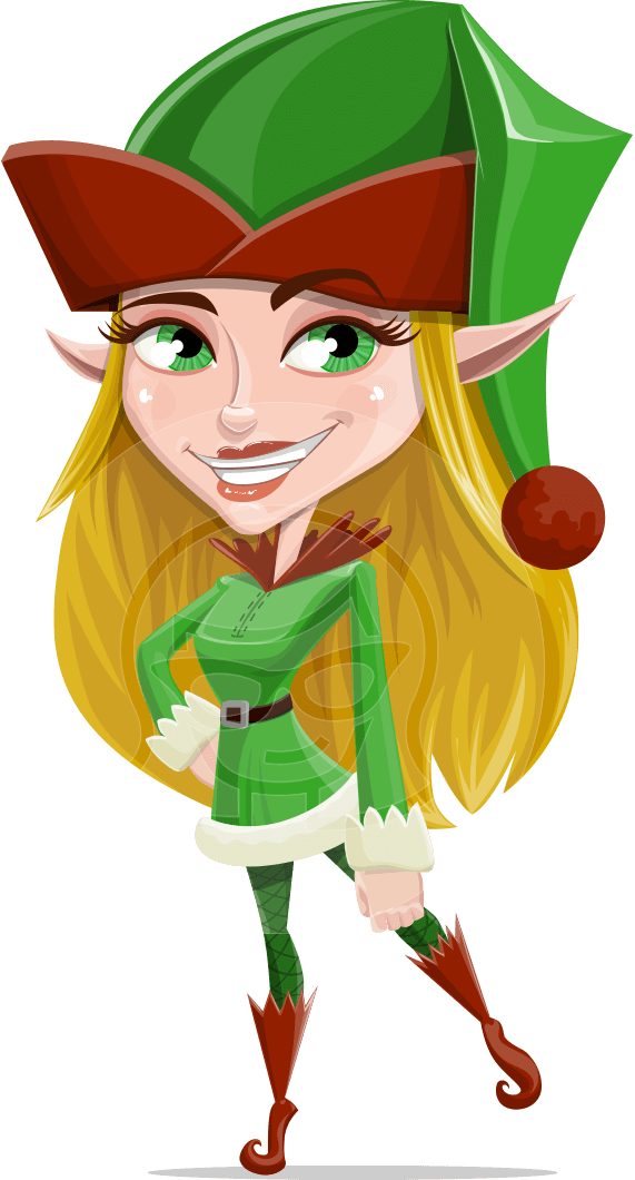 Vector female elf cartoon. Elves clipart character