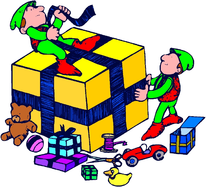 elves clipart wrapping present