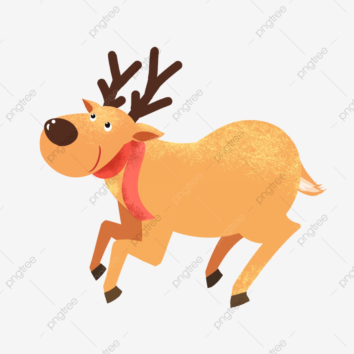 Elk clipart brown. Antler red collar adorable