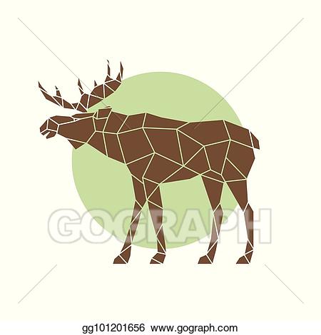 Elk clipart wild animal. Vector polygonal abstract 