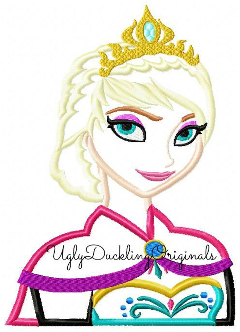 Elsa clipart ice queen. Frozen coronation machine embroidery