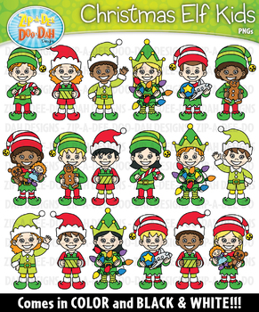 Christmas elf kid characters. Elves clipart character