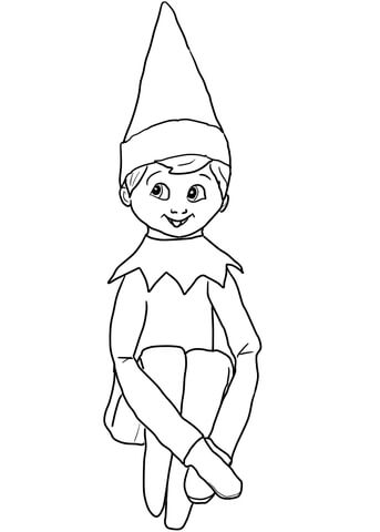 elves clipart coloring page