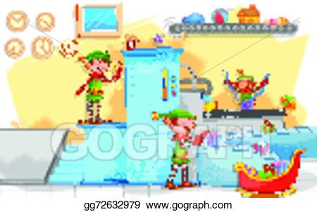 Eps vector elf making. Elves clipart factory