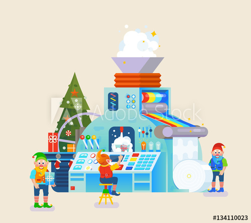 Christmas with gift on. Elves clipart factory