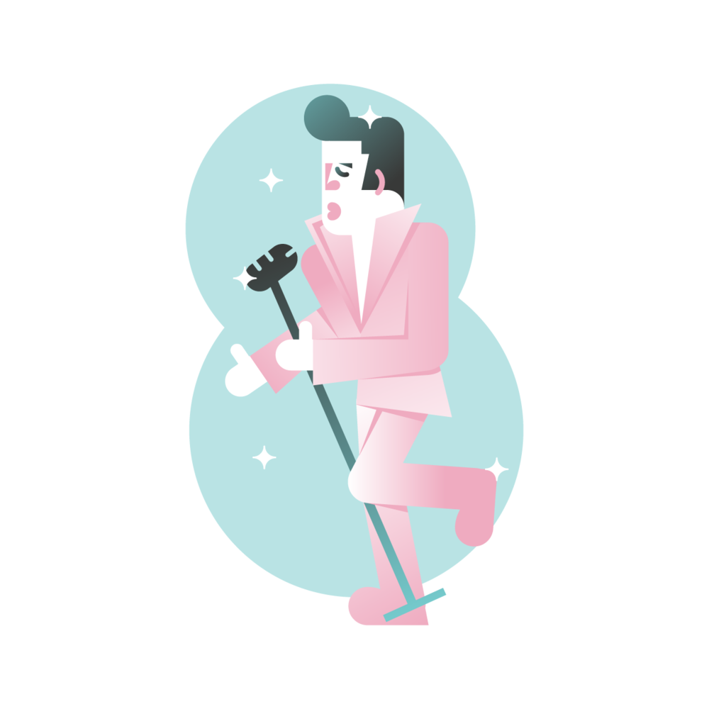Elvis clipart pink. Work miguelcm design illustration