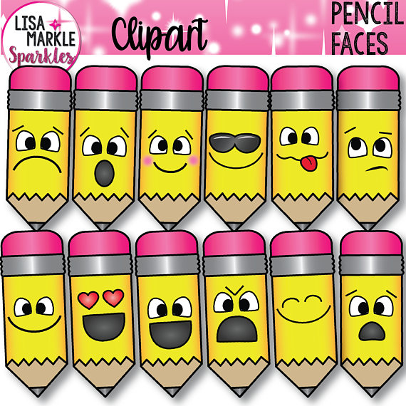 Emoji clipart school. Pencil with faces products