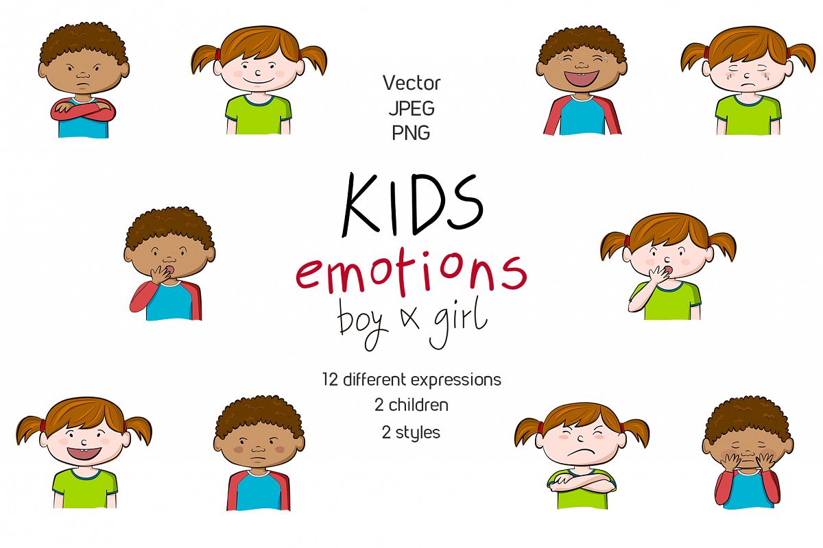 Emotions clipart 12 kid. Kids vector illustrations 
