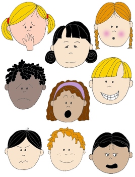 Kids in action faces. Feelings clipart