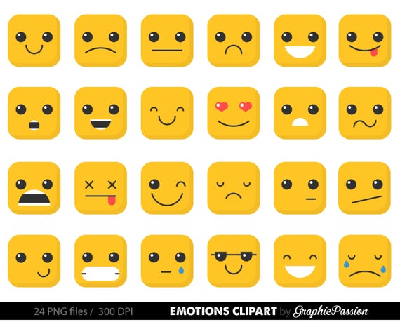 Emotions clipart sticker sheet. Emotion feelings faces collage