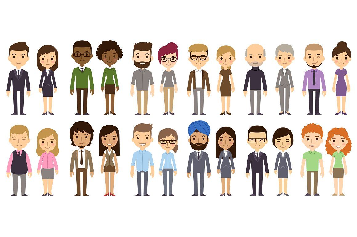 Vector businesspeople characters business. Employee clipart diverse