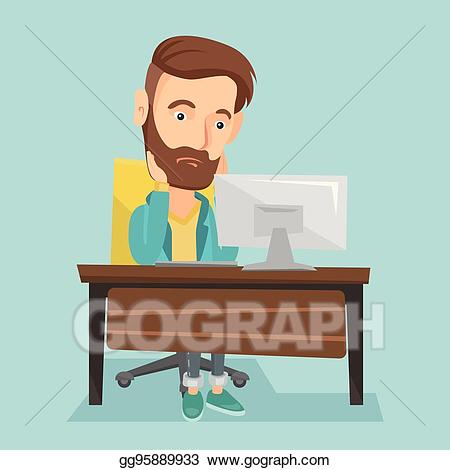 Vector stock exhausted sad. Employee clipart tired