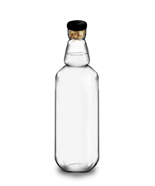 Empty bottle png. White rum in corked