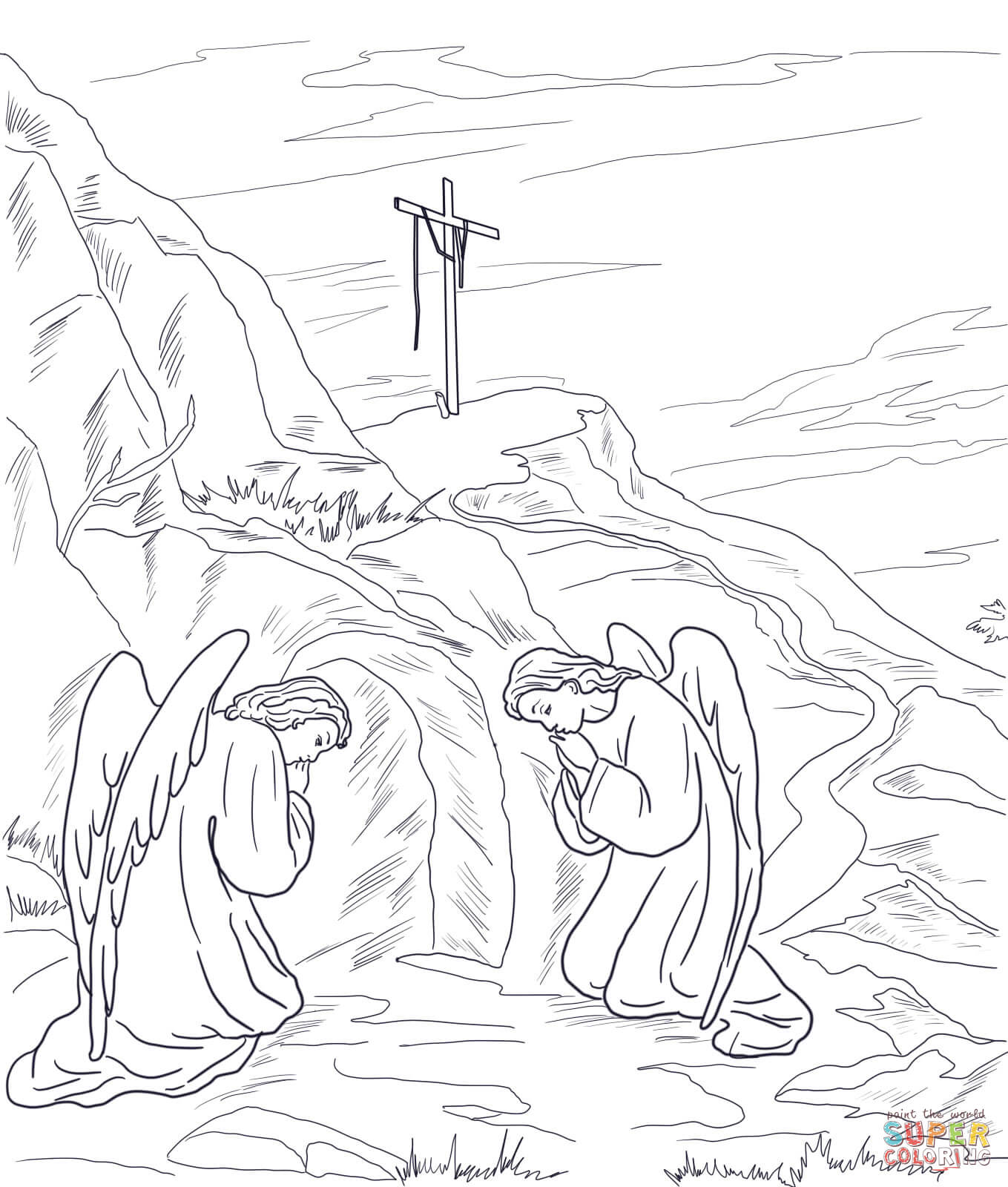 empty tomb clipart coloring page
