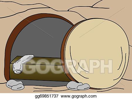 Empty tomb clipart miracle jesus. Eps vector stock illustration