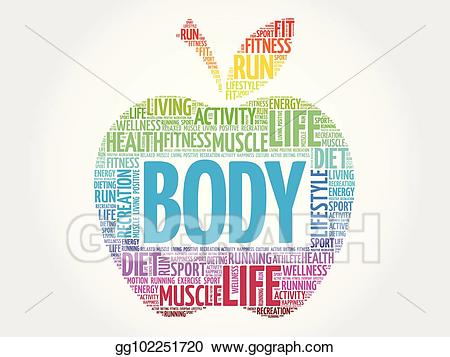 Energy clipart body health. Vector illustration apple word
