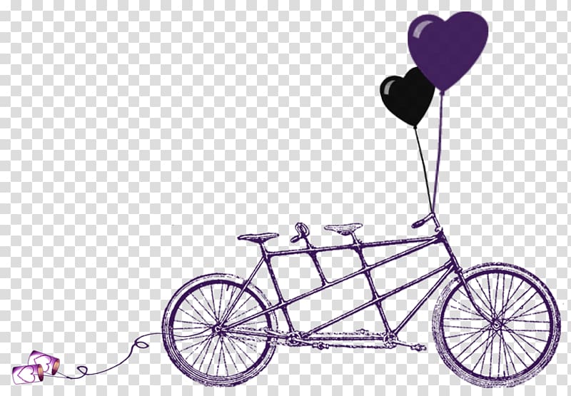 Wedding invitation tandem bicycle. Engagement clipart bikes