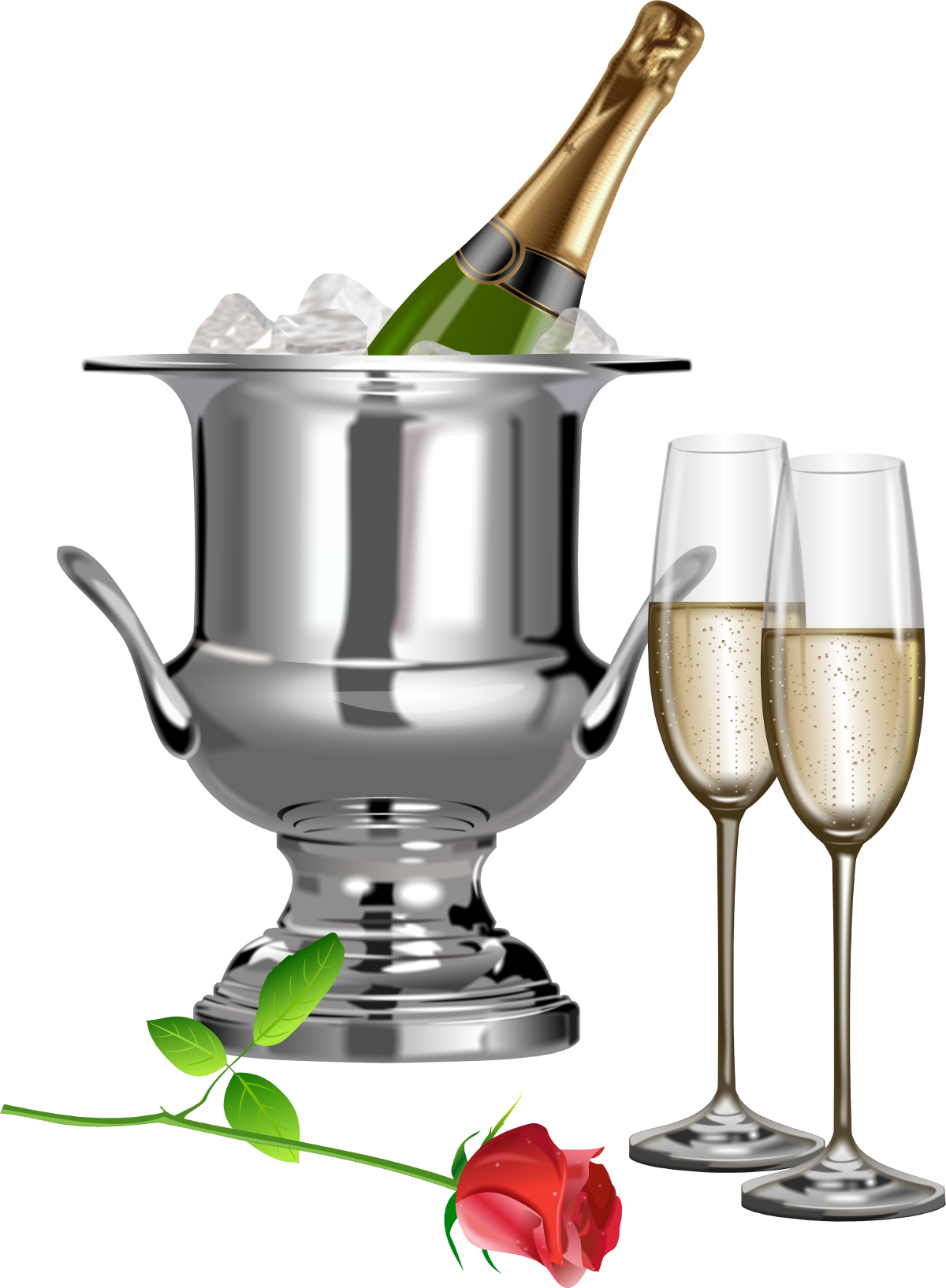 Flutes clipart coloring page. Champagne and rose transparent